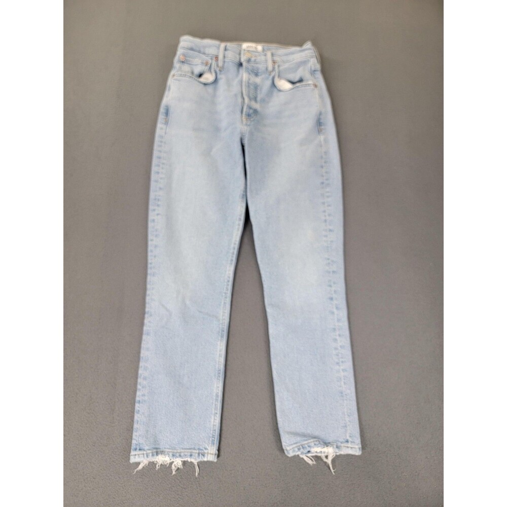 AGOLDE Jeans Womens 25 Light Wash Riley Crop High Rise‎ Straight Leg Button Fly